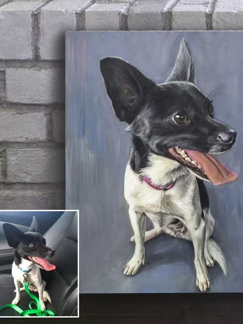 Handgemaltes Haustierportrait Ihres Hundes in Öl auf Leinwand, individuelles Original-Ölgemälde