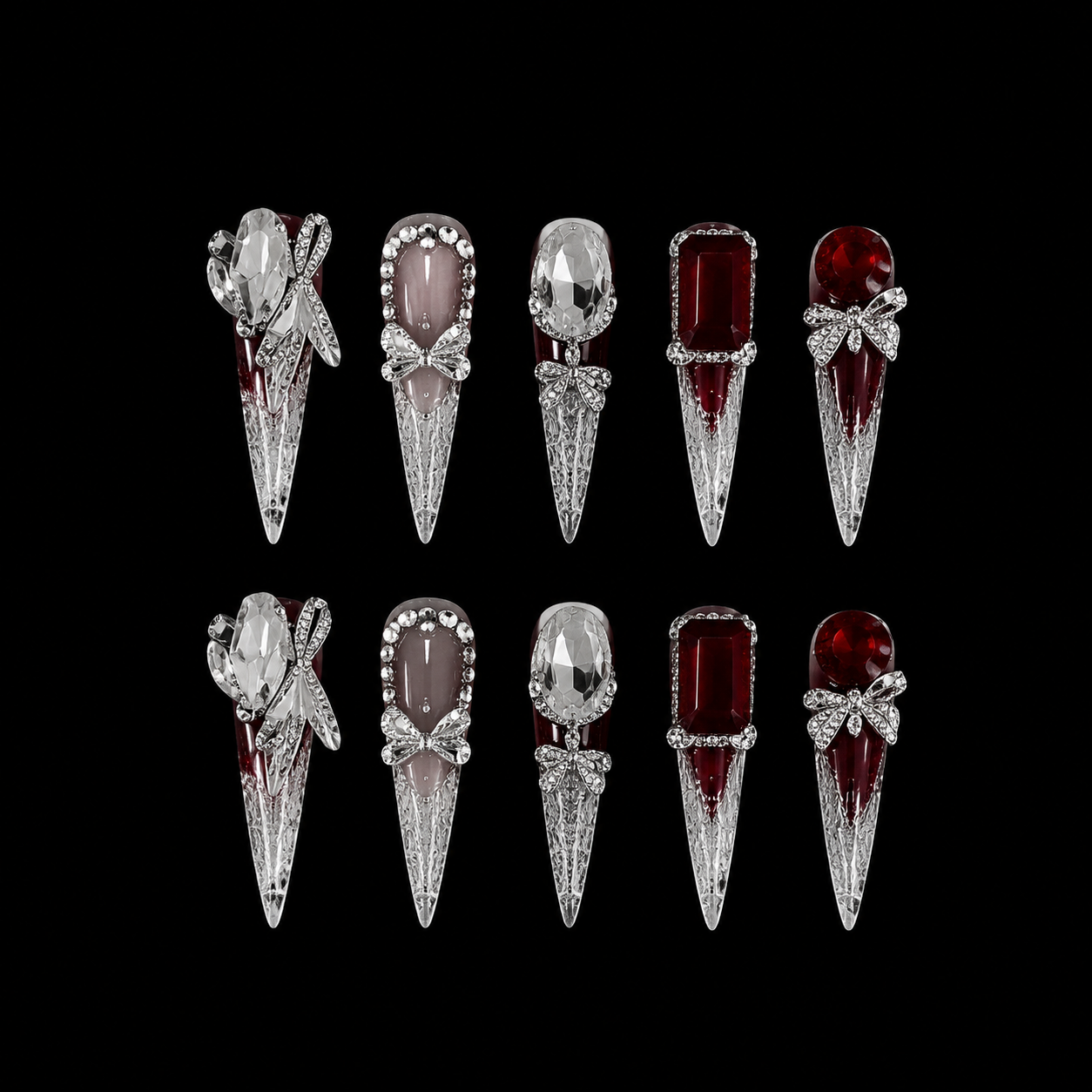 Ruby Nocturne Jewel Press On Nails