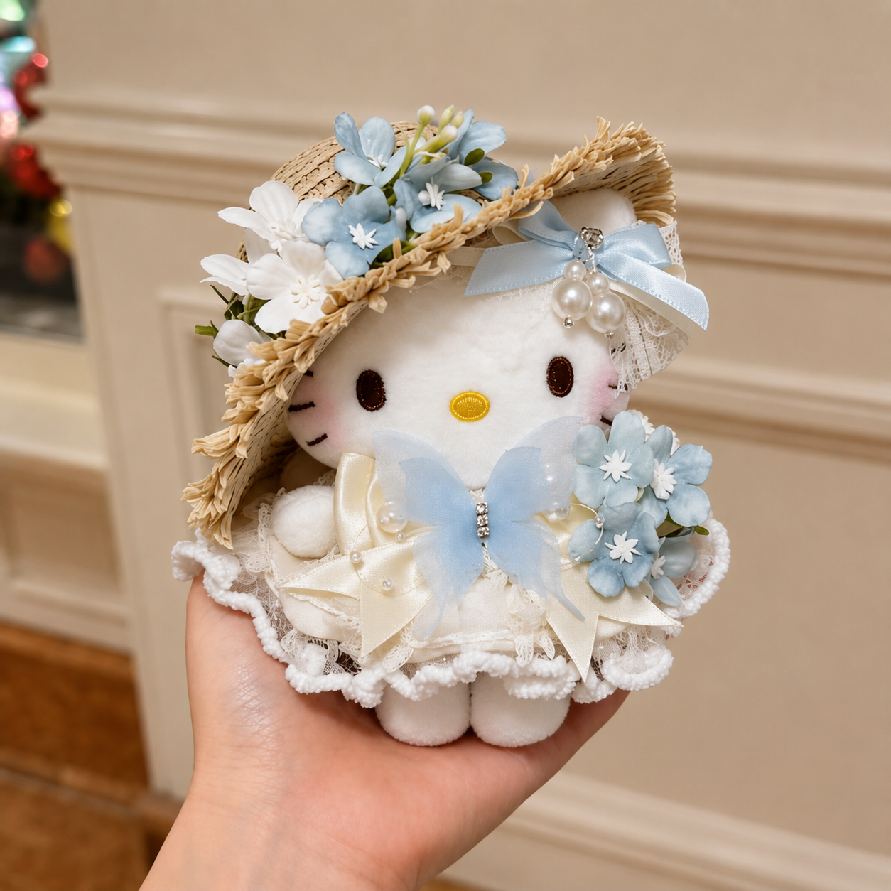 Blue Floral Straw Hat HK
