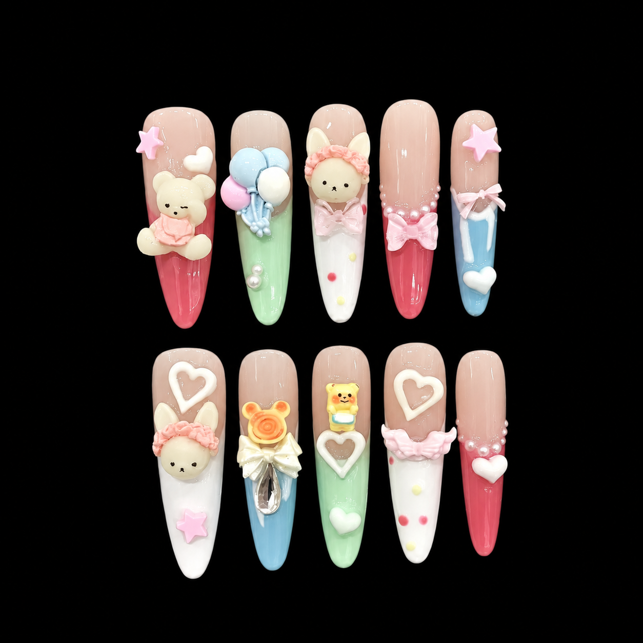 Pastel Teddy Candy Dream Press On Nails