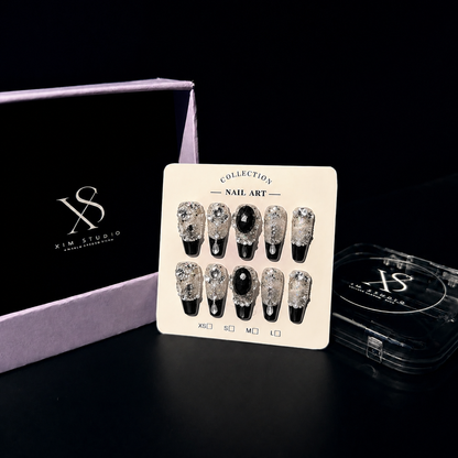 Noir Pearl Majesty Press On Nails