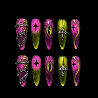 Neon Eclipse Cyber Gothic Press On Nails