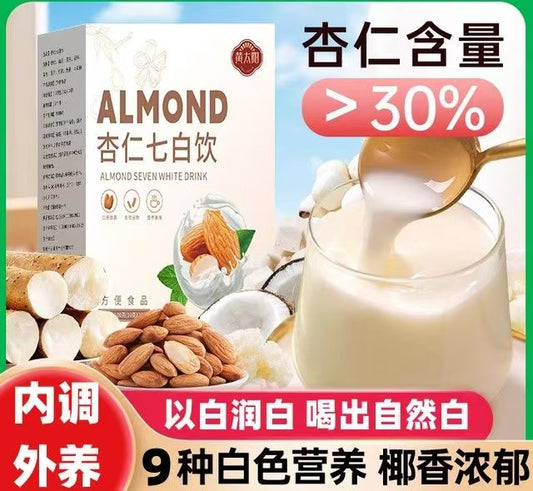 Almond Seven-White Drink with South Almond Powder – Sugar-Free, Instant Nutritional Breakfast Shake, Meal Replacement Powder in Individual Sachets