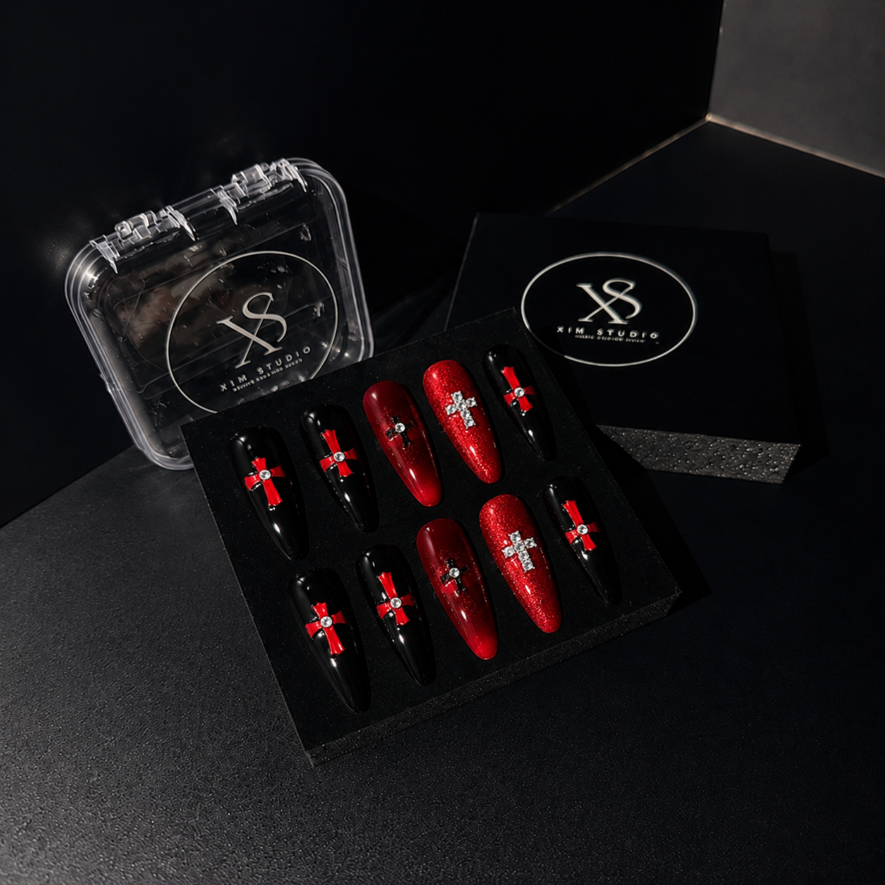 Blood Moon Cross Press On Nails