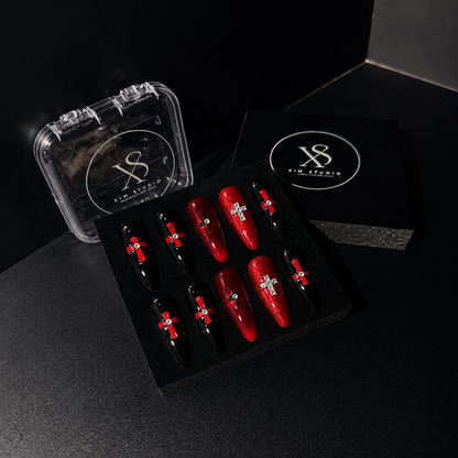 Blood Moon Cross Press On Nails