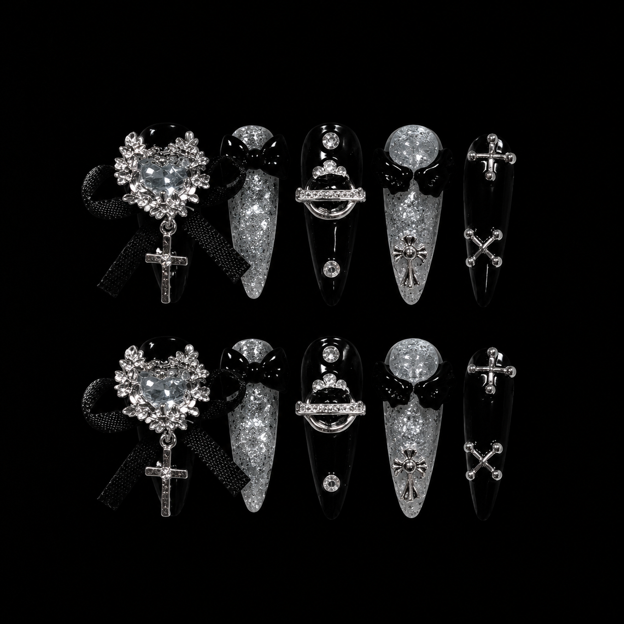 Gothic Crystal Cross Cathedral Press On Nails