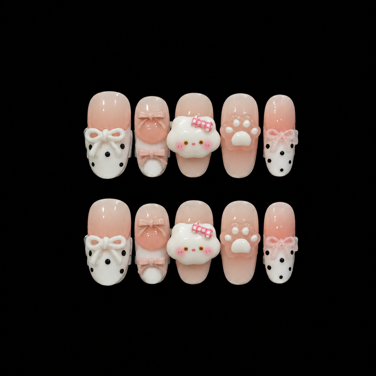 Kitty Blush Bow Press On Nails