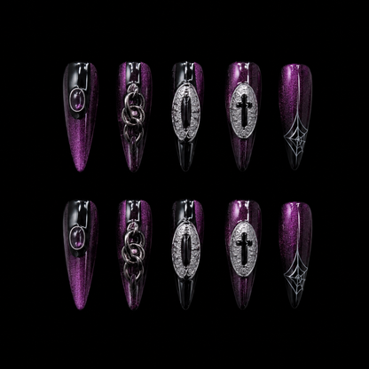 Amethyst Noir Relic Press On Nails