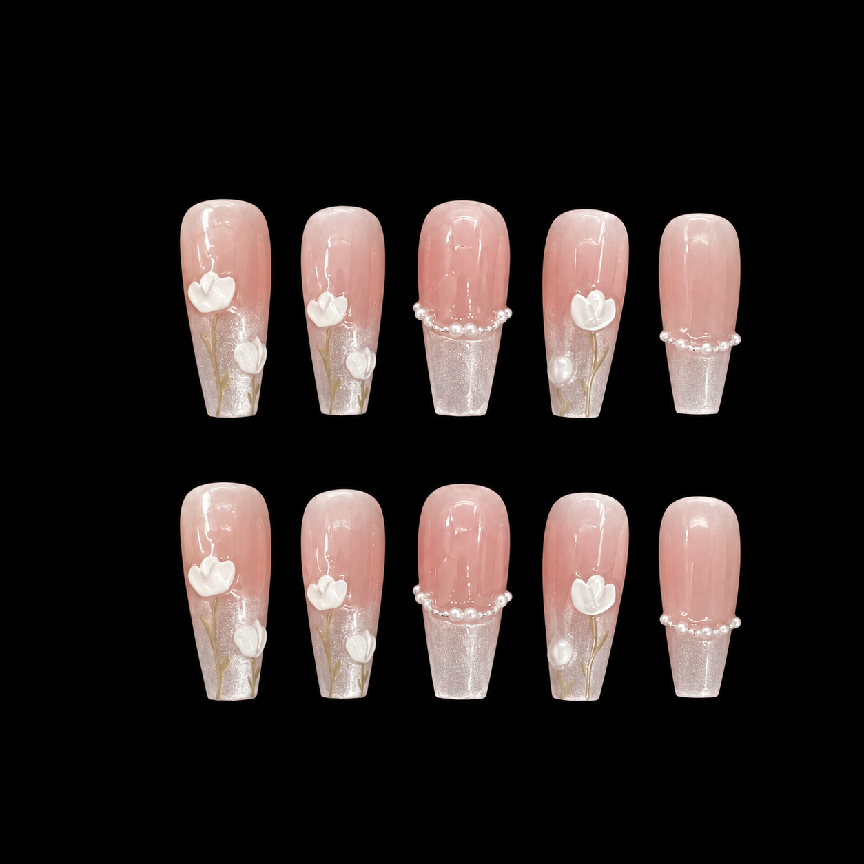 Ivory Blossom Garden Press On Nails