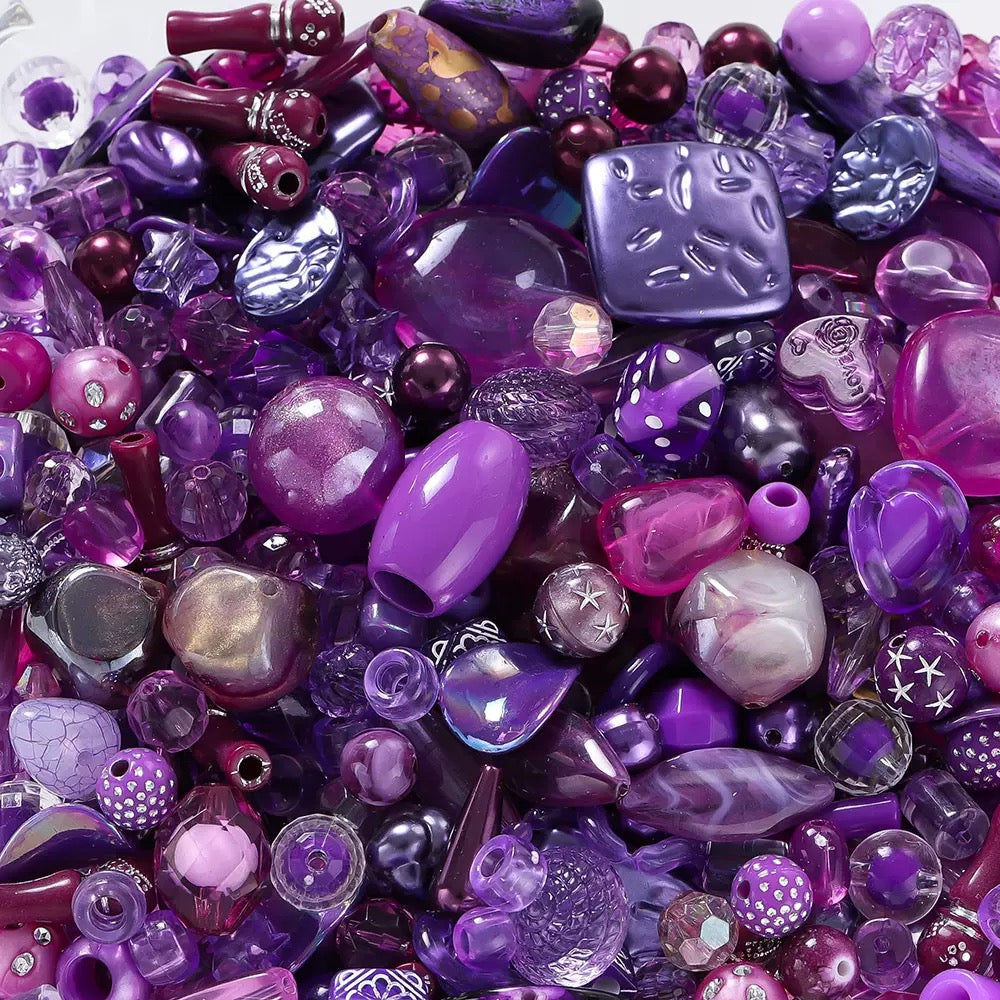 Acrylic beads-Purple Kitty (for beadable pens, keychains, phone chains)