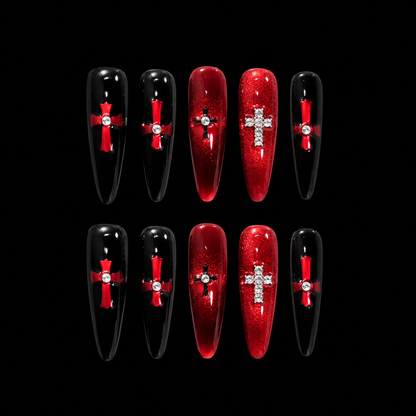Blood Moon Cross Press On Nails