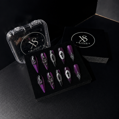 Amethyst Noir Relic Press On Nails